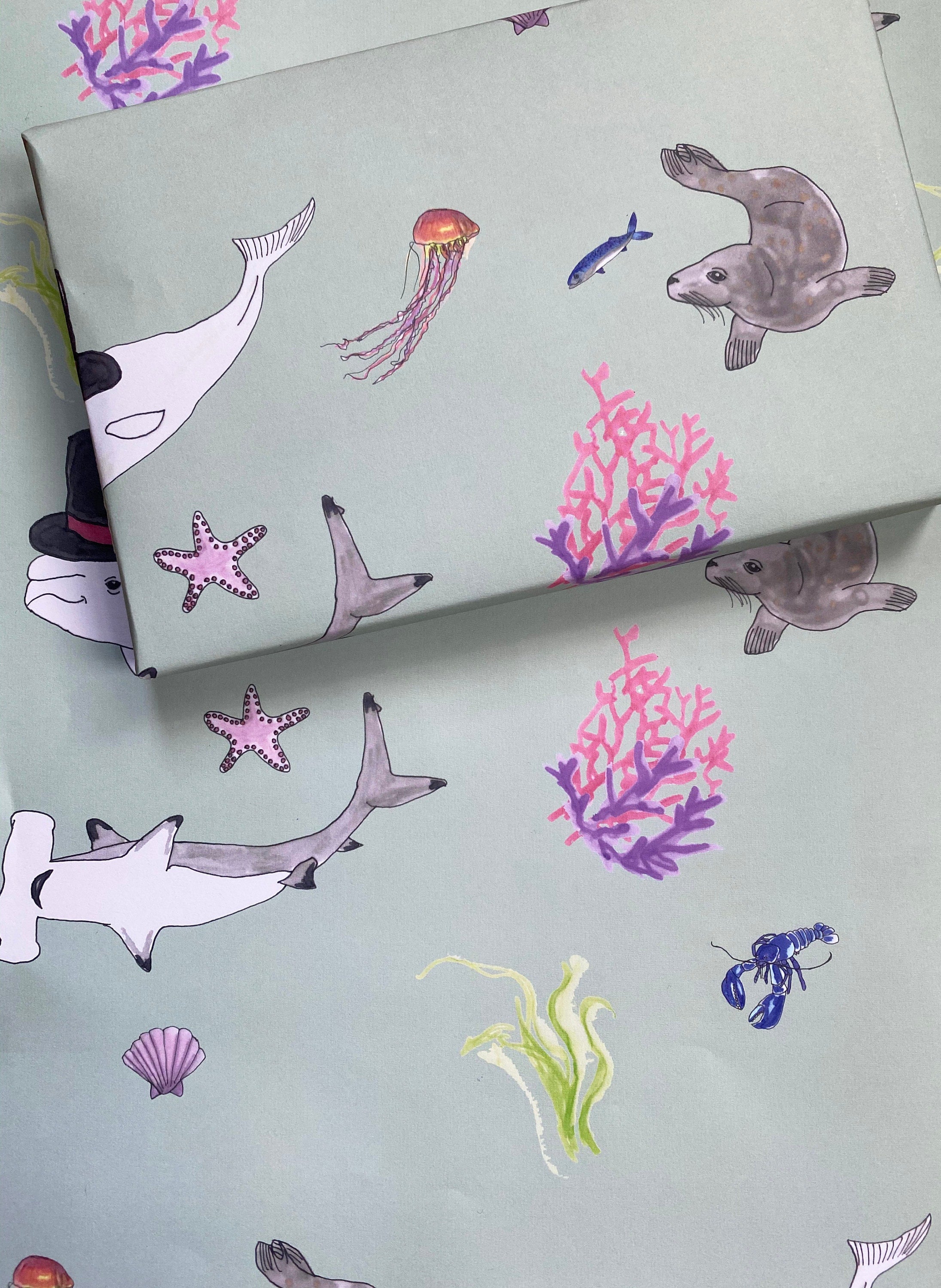 Under The Sea Wrapping Paper - Ocean Animals Gift Wrap