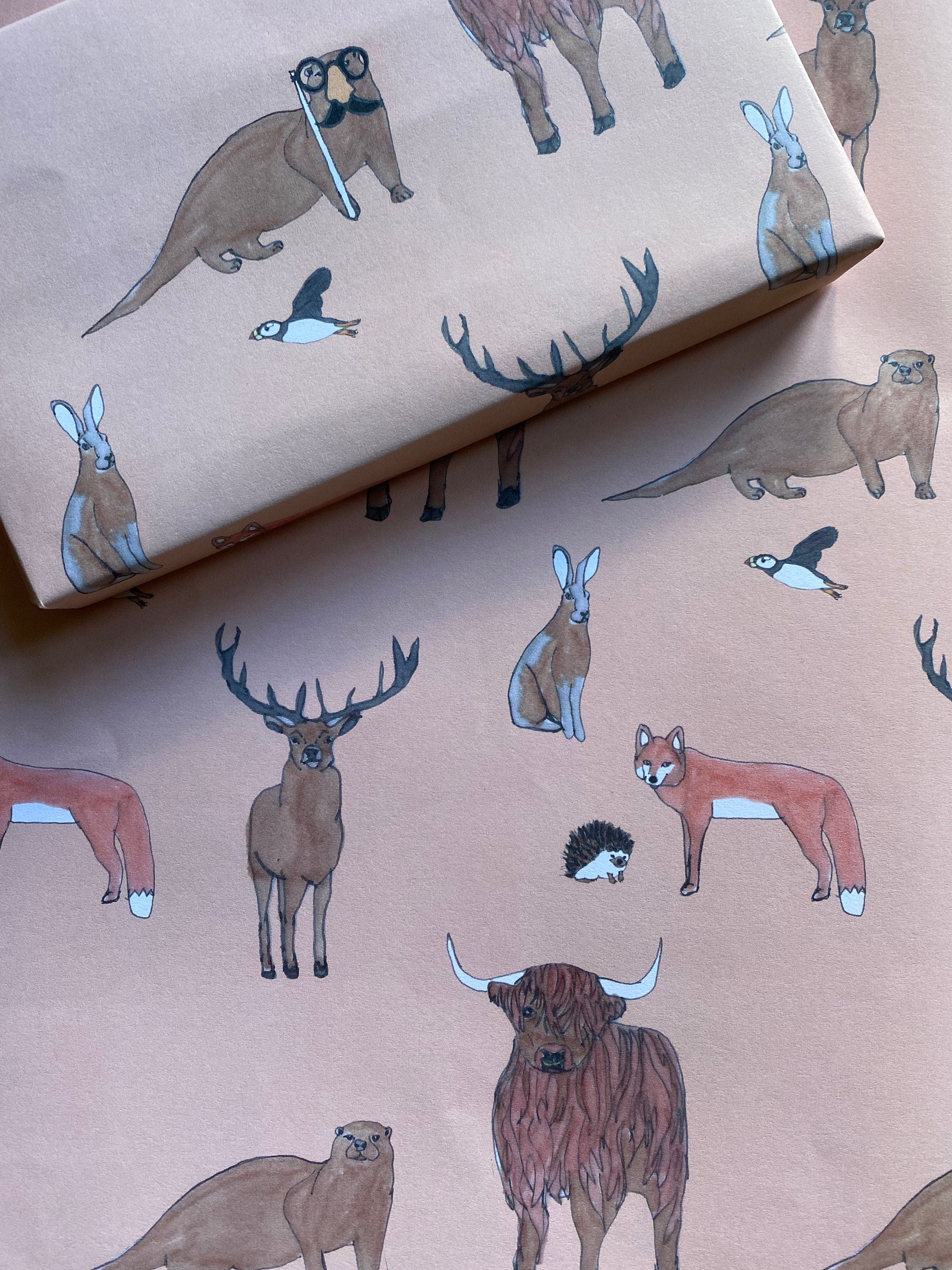Scottish Wildlife Wrapping Paper - Highland Animals Gift Wrap