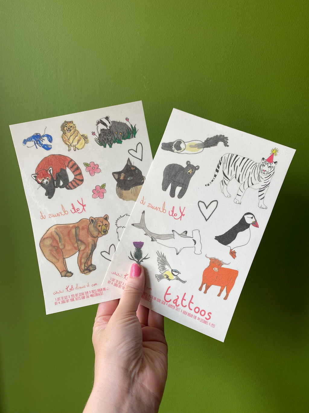 A5 Temporary Tattoo Sheet - Wildlife & Animals