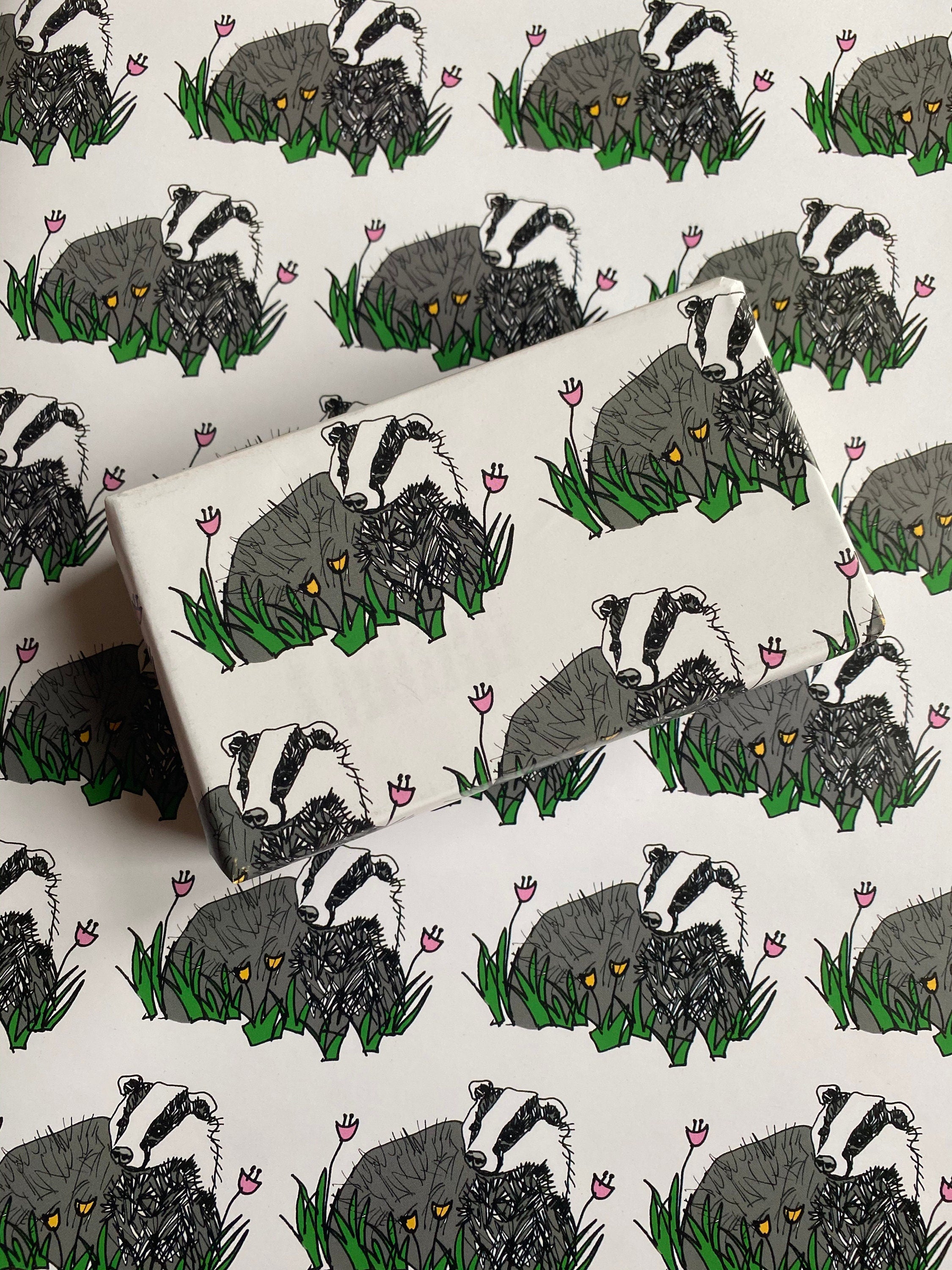 Badger Wrapping Paper - Wildlife Gift Wrap