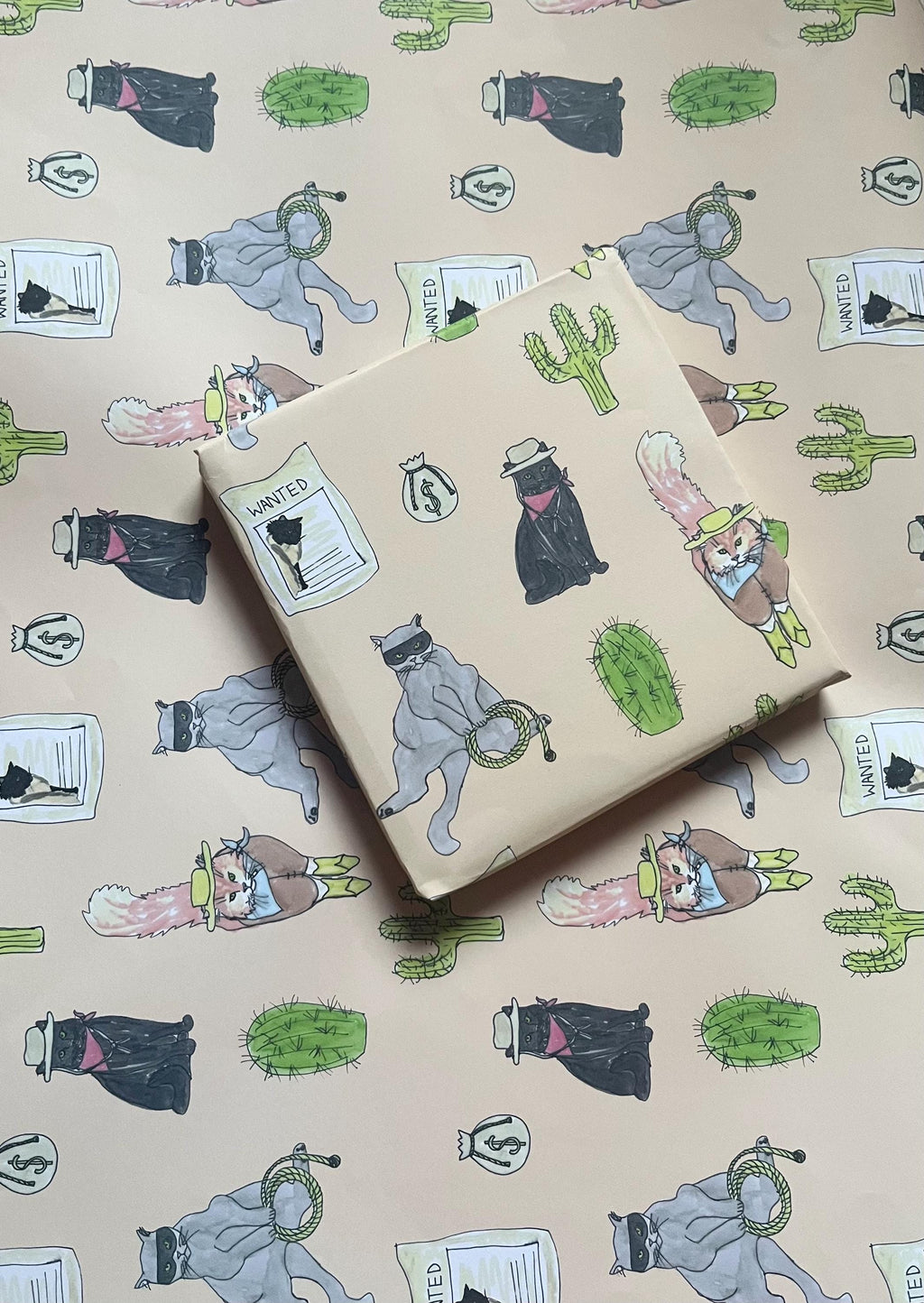 Wanted Des or Alive Wrapping Paper - Wild West Ragdoll Cat Gift Wrap