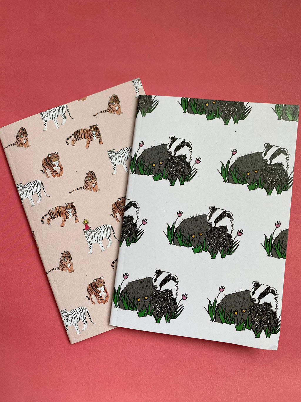 A6 Notepads - Badger & Tiger Wildlife Notebooks Pack of Two