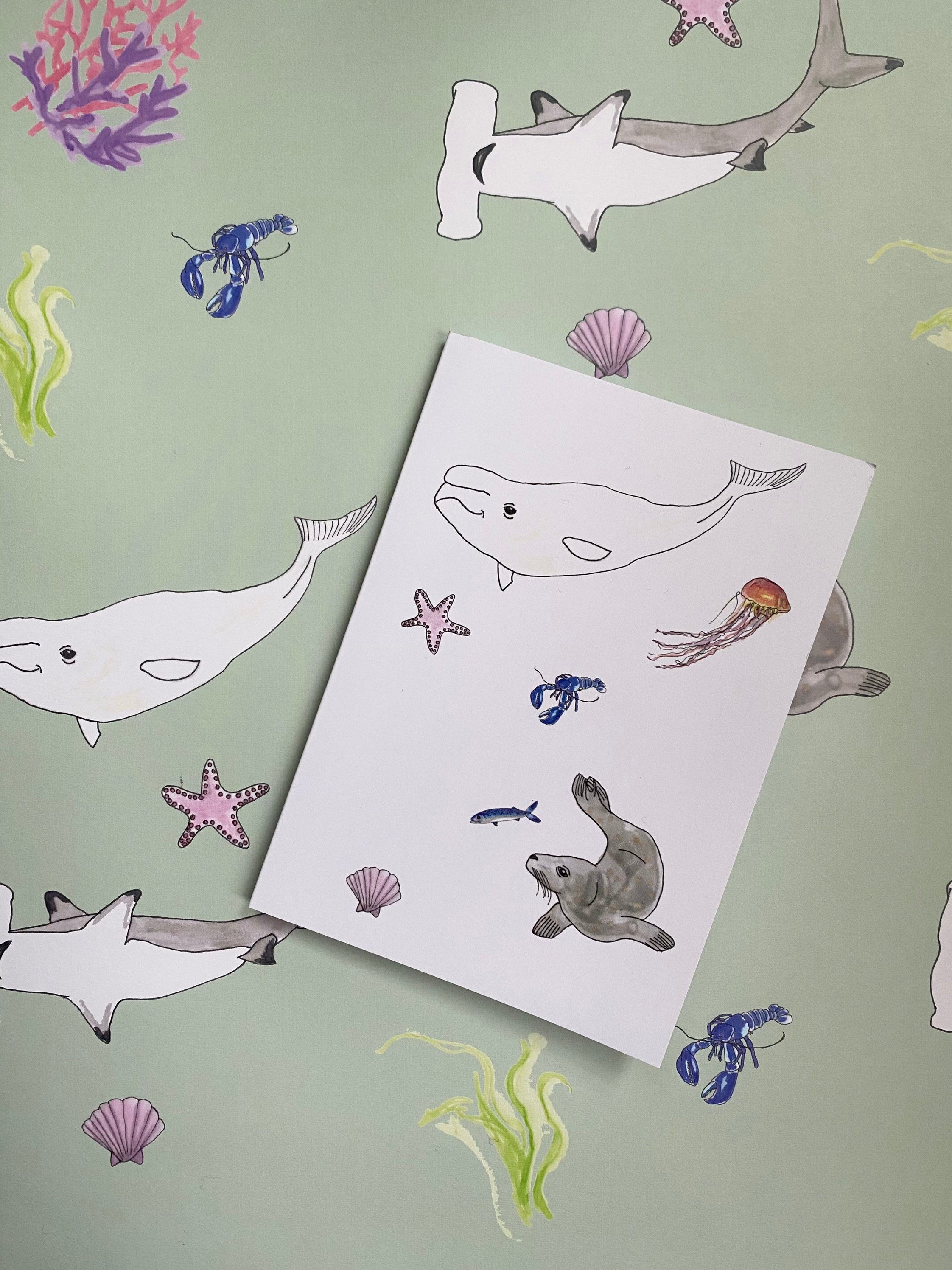 Under The Sea Greetings Card - Ocean Wildlife Blank Card