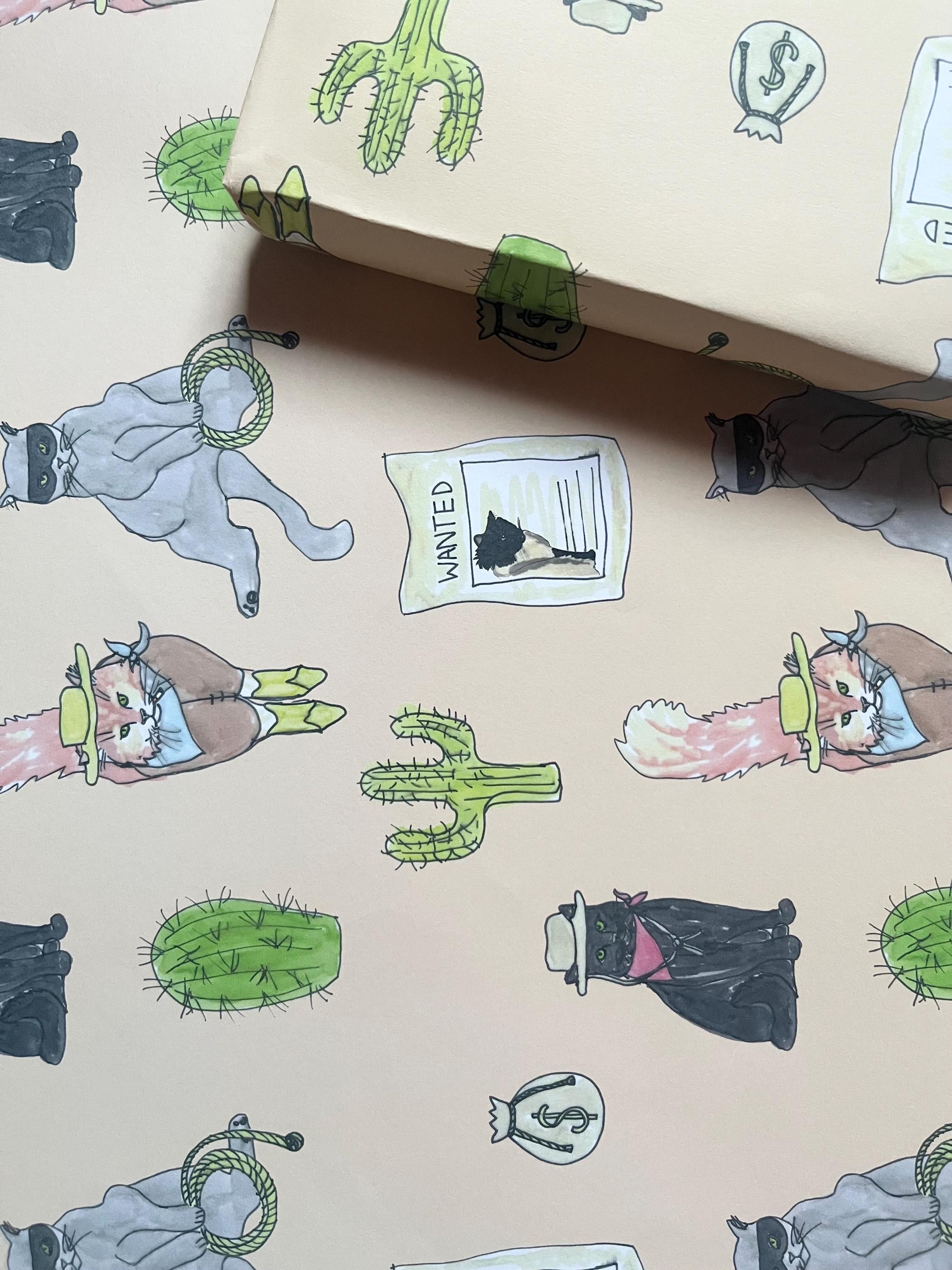 Wanted Des or Alive Wrapping Paper - Wild West Ragdoll Cat Gift Wrap