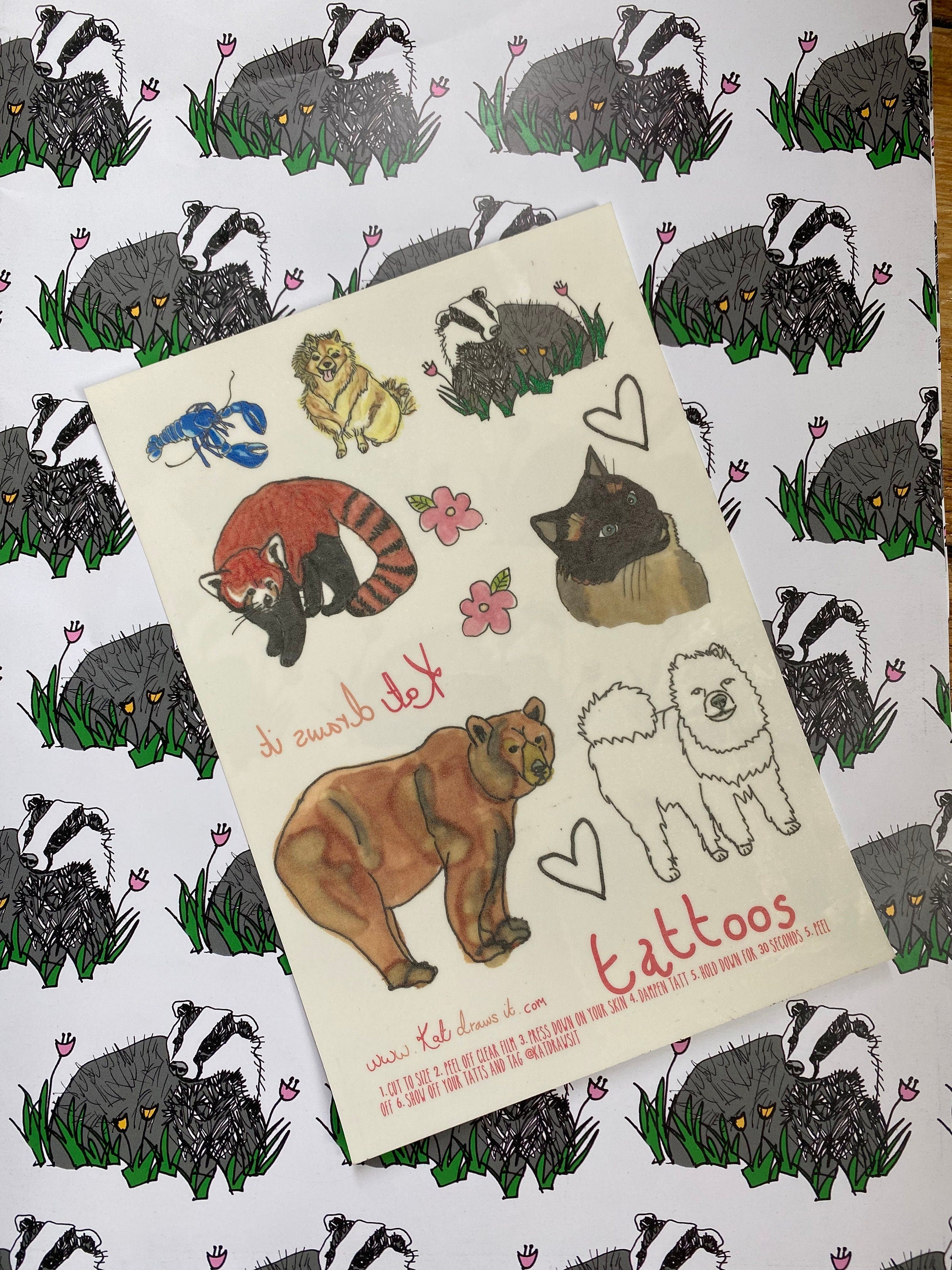 A5 Temporary Tattoo Sheet - Wildlife & Animals