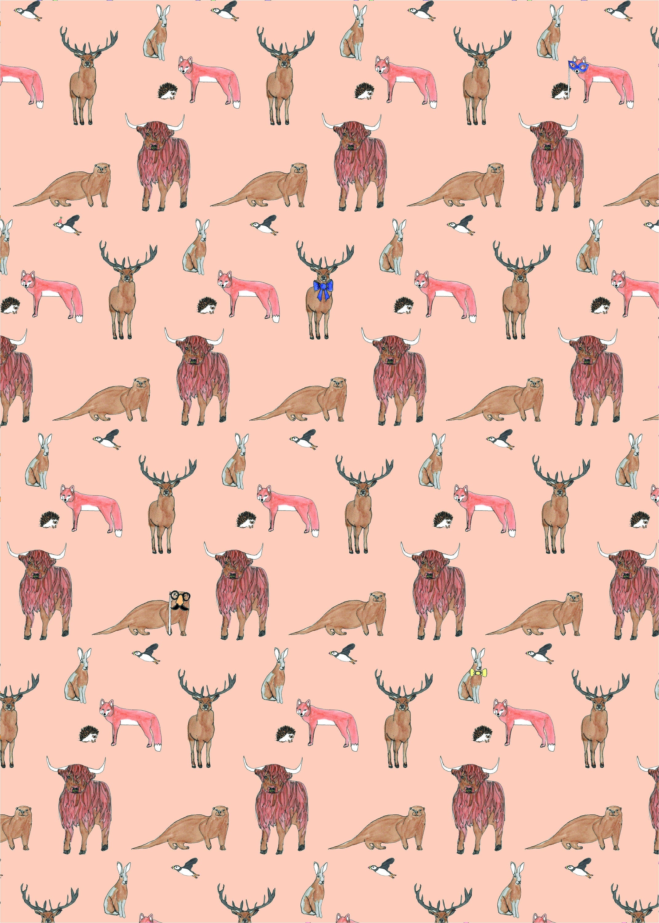 Scottish Wildlife Wrapping Paper - Highland Animals Gift Wrap