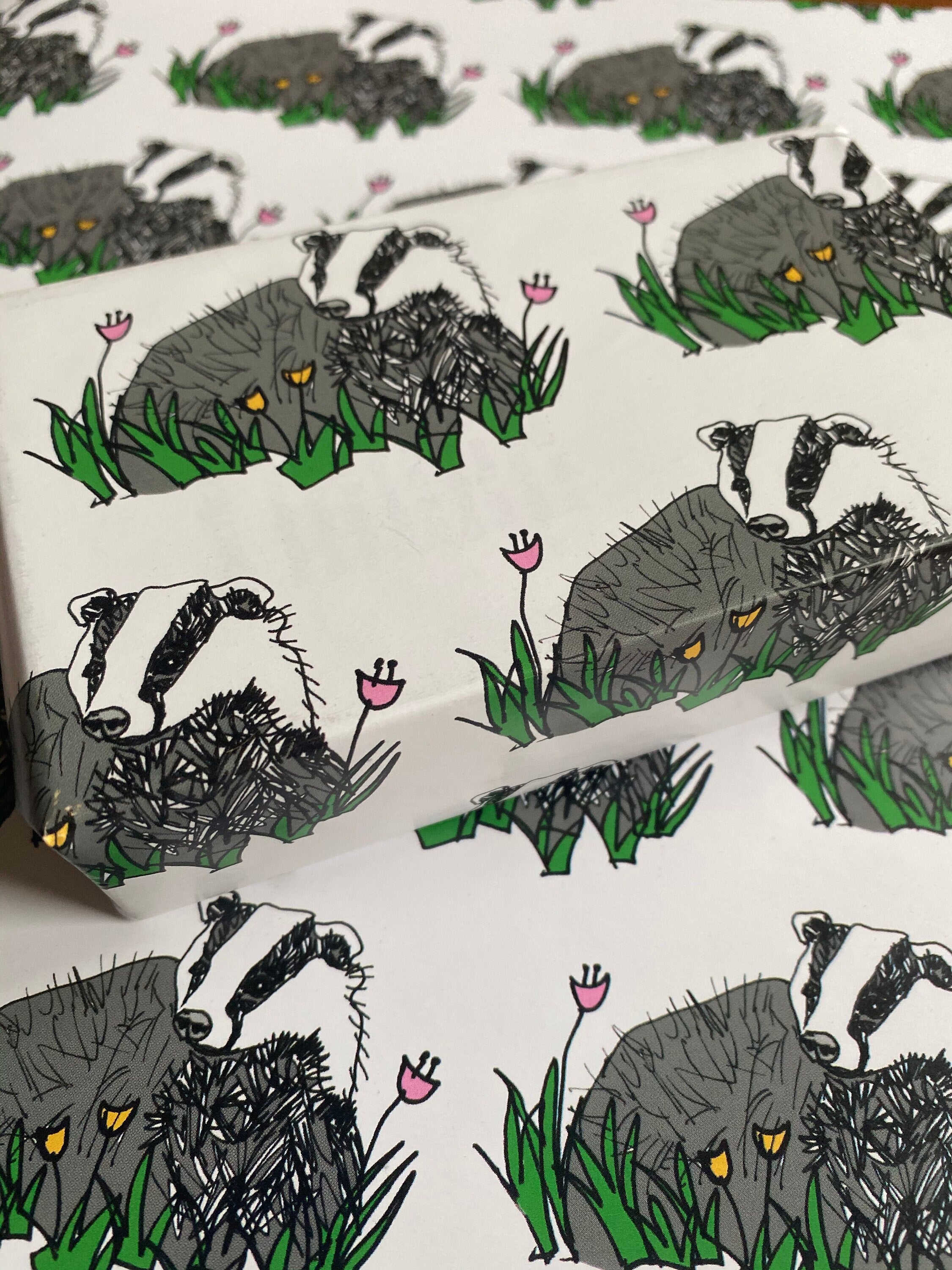 Badger Wrapping Paper - Wildlife Gift Wrap