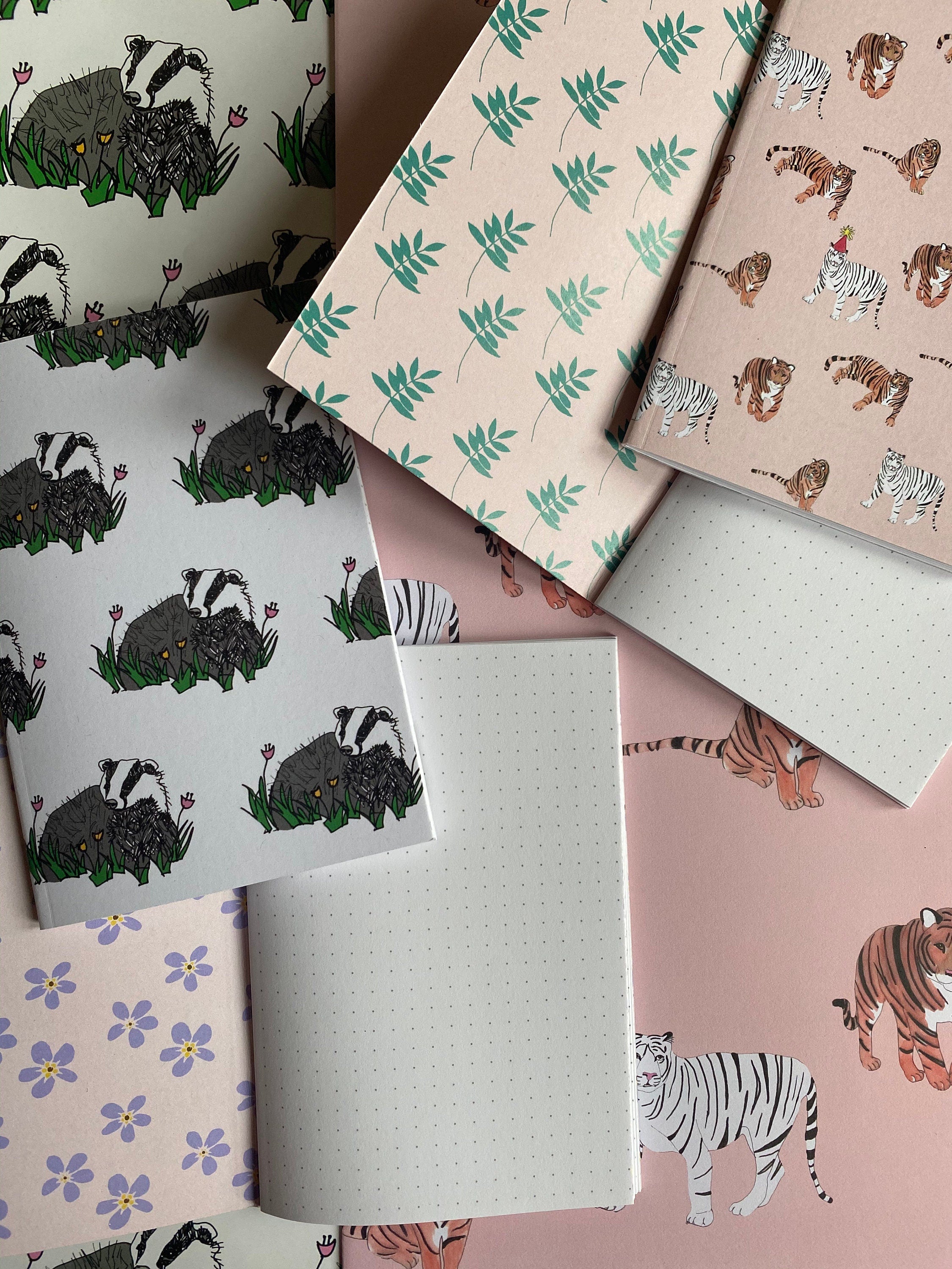A6 Notepads - Badger & Tiger Wildlife Notebooks Pack of Two
