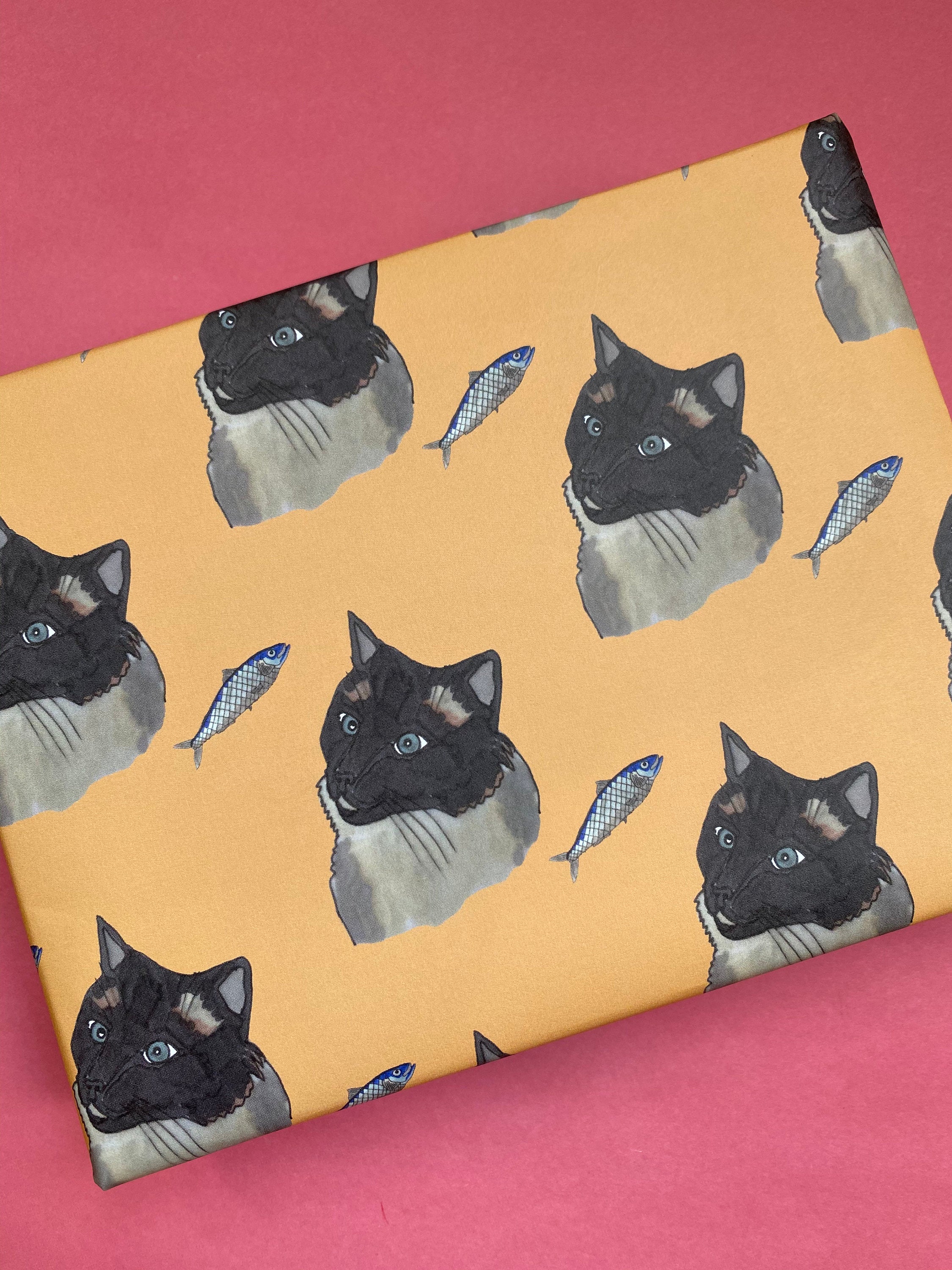 Cat Fish Wrapping Paper - Ragdoll Cat Gift Wrap