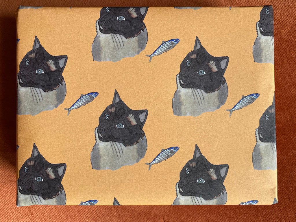 Cat Fish Wrapping Paper - Ragdoll Cat Gift Wrap